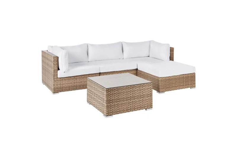 Loungegrupp Sano Natur/vit, Vänstervänd - Natur/vit, Vänstervänd - Utemöbler & utemiljö - Utegrupp - Soffgrupp utomhus