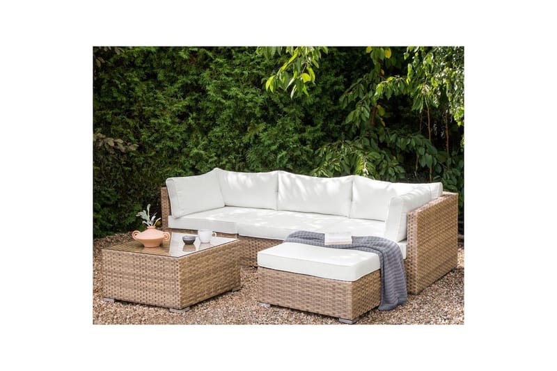Loungegrupp Sano Natur/vit, Vänstervänd - Natur/vit, Vänstervänd - Utemöbler & utemiljö - Utegrupp - Soffgrupp utomhus