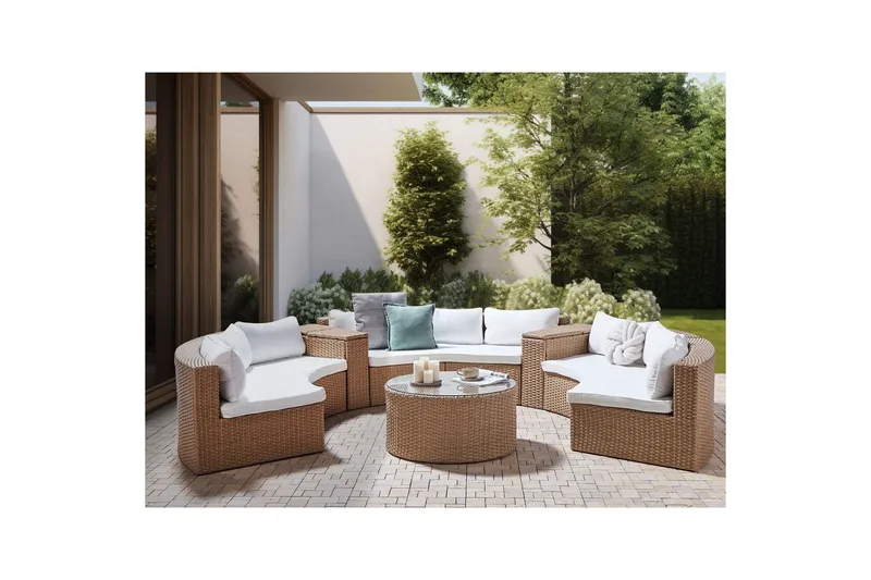 Loungegrupp Severo Beige/vit - Beige/vit - Utemöbler & utemiljö - Utegrupp - Soffgrupp utomhus