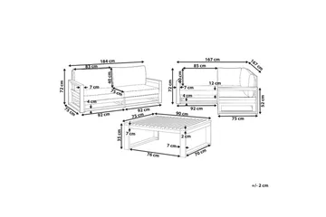 Loungegrupp Timor 4-sits Mörkt trä/grått/beige, Ja - Mörkt trä/grått/beige, Ja - Utemöbler & utemiljö - Utegrupp - Soffgrupp utomhus