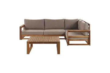Loungegrupp Timor Ljus trä/beige, Ja, Högervänd - Ljus trä/beige, Ja, Högervänd - Utemöbler & utemiljö - Utegrupp - Soffgrupp utomhus