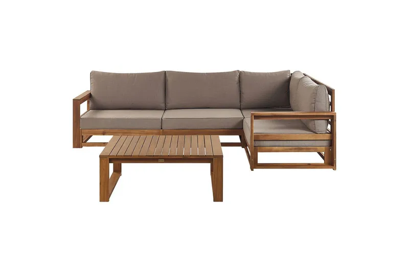 Loungegrupp Timor Ljus trä/beige, Ja, Högervänd - Ljus trä/beige, Ja, Högervänd - Utemöbler & utemiljö - Utegrupp - Soffgrupp utomhus