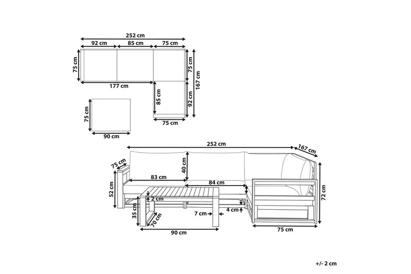 Loungegrupp Timor Ljus trä/beige, Ja, Vänstervänd - Ljus trä/beige, Ja, Vänstervänd - Utemöbler & utemiljö - Utegrupp - Soffgrupp utomhus