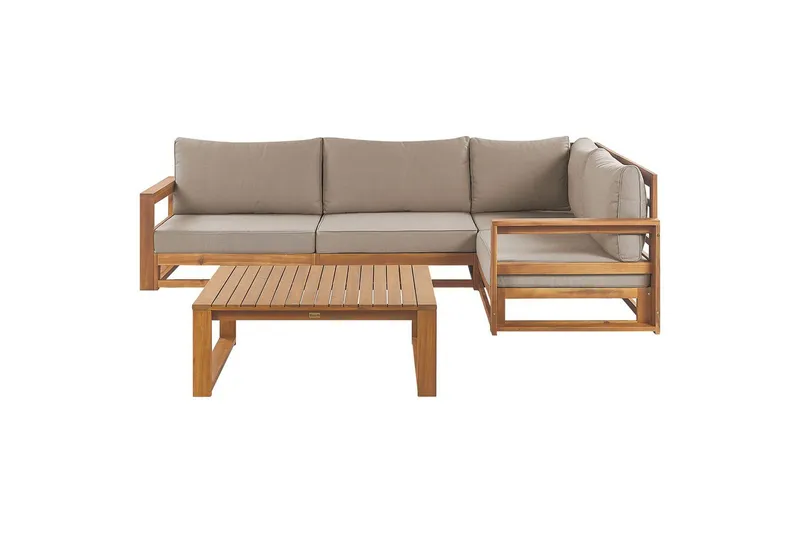 Loungegrupp Timor Ljus trä/beige, Ja, Vänstervänd - Ljus trä/beige, Ja, Vänstervänd - Utemöbler & utemiljö - Utegrupp - Soffgrupp utomhus