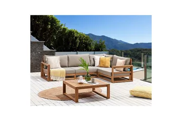 Loungegrupp Timor Ljus trä/beige, Ja, Vänstervänd - Ljus trä/beige, Ja, Vänstervänd - Utemöbler & utemiljö - Utegrupp - Soffgrupp utomhus