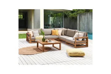Loungegrupp Timor Ljus trä/grått/beige, Ja, Vändbar - Ljus trä/grått/beige, Ja, Vändbar - Utemöbler & utemiljö - Utegrupp - Soffgrupp utomhus