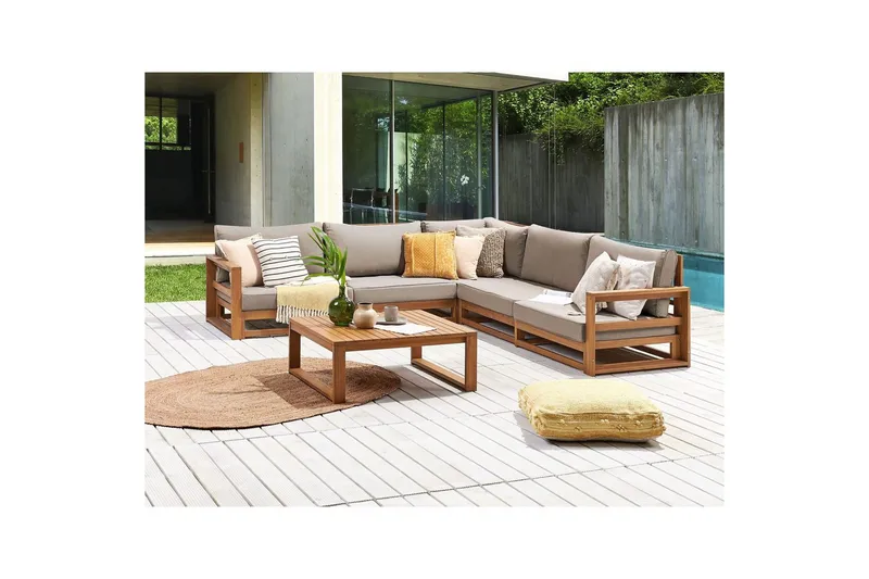 Loungegrupp Timor Ljus trä/grått/beige, Ja, Vändbar - Ljus trä/grått/beige, Ja, Vändbar - Utemöbler & utemiljö - Utegrupp - Soffgrupp utomhus