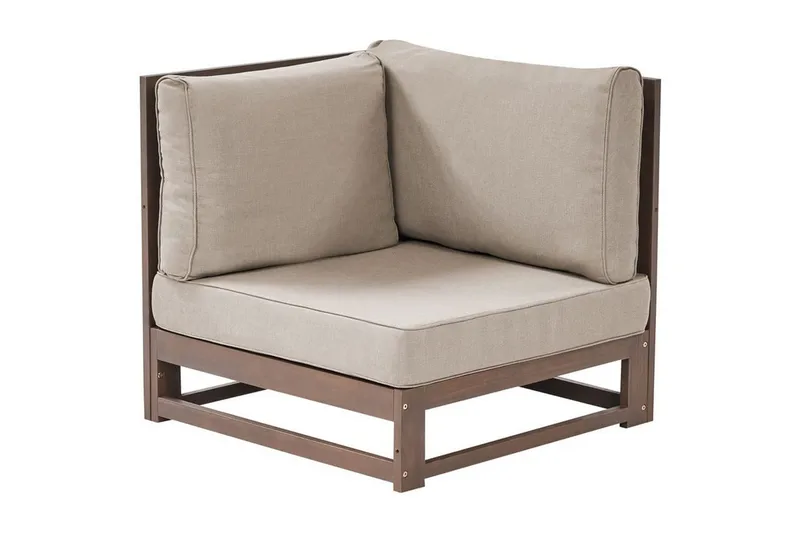 Loungegrupp Timor Mörk trä/beige/grå, Ja, Vänstervänd - Mörk trä/beige/grå, Ja, Vänstervänd - Utemöbler & utemiljö - Utegrupp - Soffgrupp utomhus