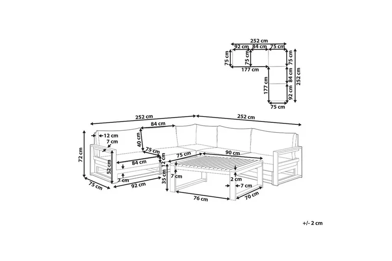 Loungegrupp Timor Mörkt trä/grått/beige, Ja, Vändbar - Mörkt trä/grått/beige, Ja, Vändbar - Utemöbler & utemiljö - Utegrupp - Soffgrupp utomhus