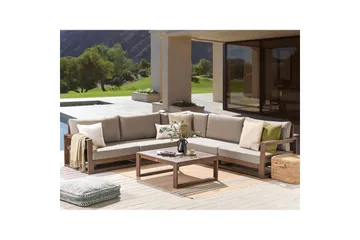 Loungegrupp Timor Mörkt trä/grått/beige, Ja, Vändbar - Mörkt trä/grått/beige, Ja, Vändbar - Utemöbler & utemiljö - Utegrupp - Soffgrupp utomhus