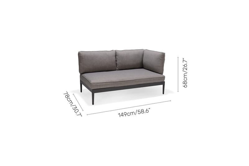 Loungegrupp Utomhus TOPAZ vänster/höger 4-sitssoffa + soffbord 73 cm - grå - Utemöbler & utemiljö - Utegrupp - Soffgrupp utomhus