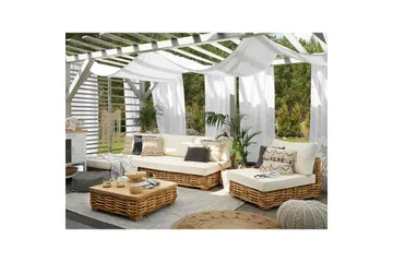 Loungegrupp Varallo Natur/vit, Vänstervänd - Natur/vit, Vänstervänd - Utemöbler & utemiljö - Utegrupp - Soffgrupp utomhus