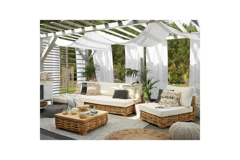 Loungegrupp Varallo Natur/vit, Vänstervänd - Natur/vit, Vänstervänd - Utemöbler & utemiljö - Utegrupp - Soffgrupp utomhus