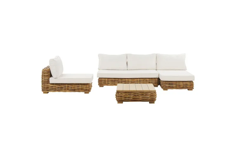 Loungegrupp Varallo Natur/vit, Vänstervänd - Natur/vit, Vänstervänd - Utemöbler & utemiljö - Utegrupp - Soffgrupp utomhus