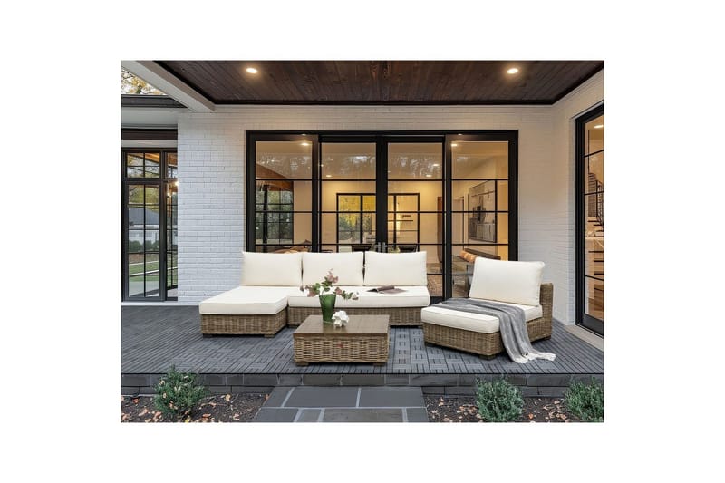 Loungegrupp Varallo Vit/Grå, Högervänd - Vit/Grå, Högervänd - Utemöbler & utemiljö - Utegrupp - Soffgrupp utomhus