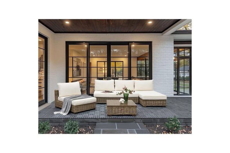 Loungegrupp Varallo Vit/Grå, Vänstervänd - Vit/Grå, Vänstervänd - Utemöbler & utemiljö - Utegrupp - Soffgrupp utomhus