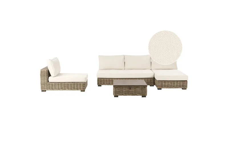 Loungegrupp Varallo Vit/Grå, Vänstervänd, Vit/Grå, Vänstervänd