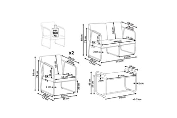 Loungegrupp Vezzana Grå/ljust trä/svart - Grå/ljust trä/svart - Utemöbler & utemiljö - Utegrupp - Soffgrupp utomhus