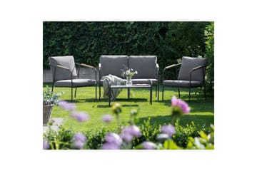 Loungegrupp Vezzana Grå/ljust trä/svart - Grå/ljust trä/svart - Utemöbler & utemiljö - Utegrupp - Soffgrupp utomhus