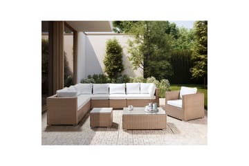 Loungegrupp XXL Beige/vit - Beige/vit - Utemöbler & utemiljö - Utegrupp - Soffgrupp utomhus
