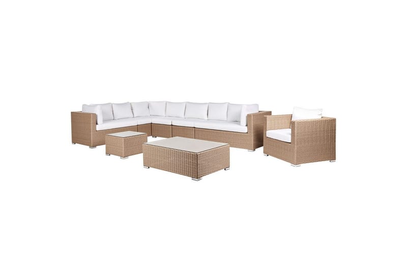 Loungegrupp XXL Beige/vit - Beige/vit - Utemöbler & utemiljö - Utegrupp - Soffgrupp utomhus