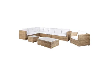 Loungegrupp XXL Brun/Vit - Brun/Vit - Utemöbler & utemiljö - Utegrupp - Soffgrupp utomhus
