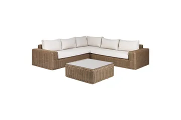 Loungegrupp Palermo Brun/Vit - Brun/Vit - Utemöbler & utemiljö - Utegrupp - Soffgrupp utomhus