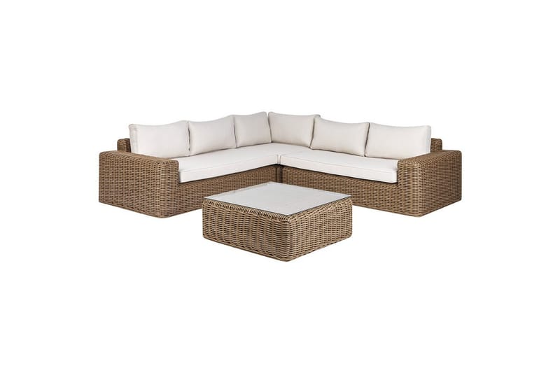 Loungegrupp Palermo Brun/Vit - Brun/Vit - Utemöbler & utemiljö - Utegrupp - Soffgrupp utomhus