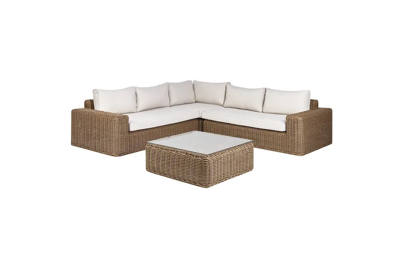 Loungegrupp Palermo Brun/Vit - Brun/Vit - Utemöbler & utemiljö - Utegrupp - Soffgrupp utomhus