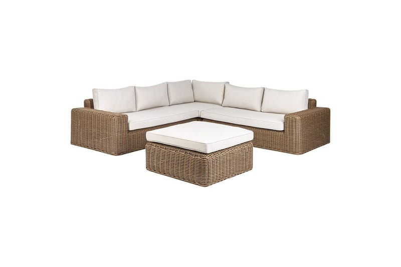 Loungegrupp Palermo Brun/Vit - Brun/Vit - Utemöbler & utemiljö - Utegrupp - Soffgrupp utomhus