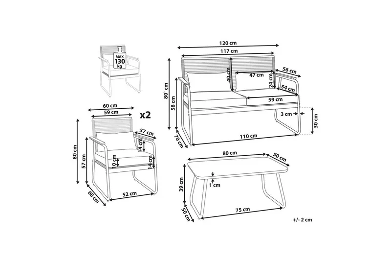 Loungegrupp Pomonte Vit/Grå - Vit/Grå - Utemöbler & utemiljö - Utegrupp - Cafegrupp & cafeset