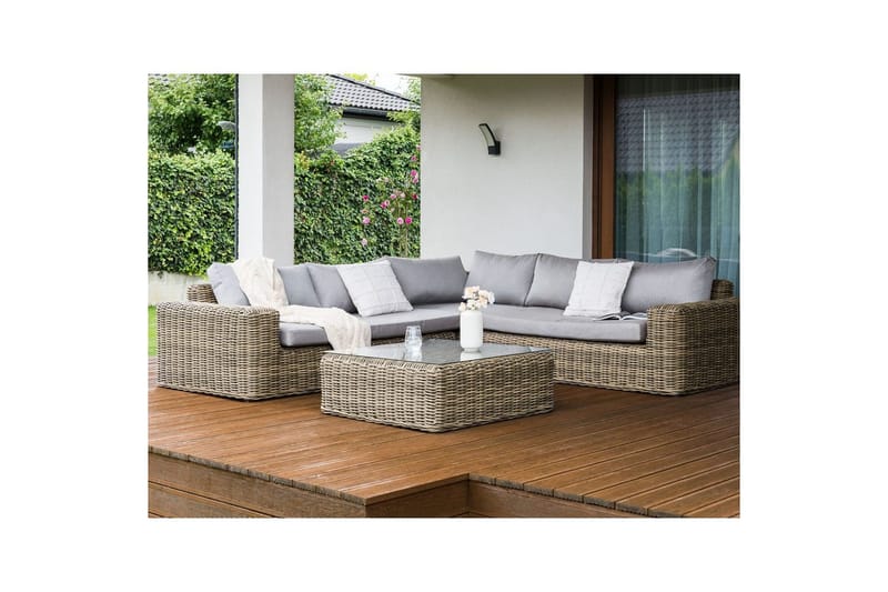 Loungegrupp Palermo Brun/grå - Brun/grå - Utemöbler & utemiljö - Utegrupp - Soffgrupp utomhus