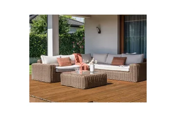 Loungegrupp Palermo Brun/Vit - Brun/Vit - Utemöbler & utemiljö - Utegrupp - Soffgrupp utomhus