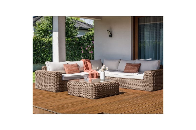 Loungegrupp Palermo Brun/Vit - Brun/Vit - Utemöbler & utemiljö - Utegrupp - Soffgrupp utomhus