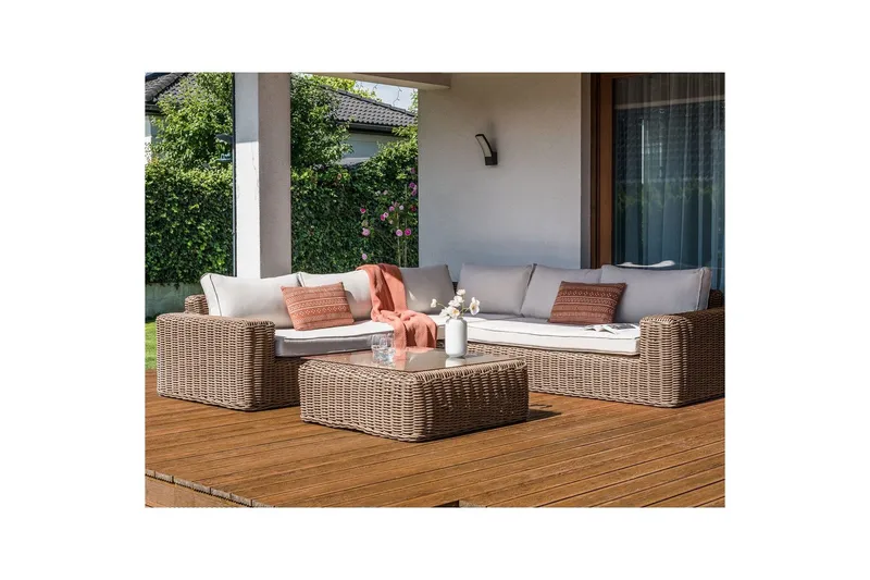 Loungegrupp Palermo Brun/Vit - Brun/Vit - Utemöbler & utemiljö - Utegrupp - Soffgrupp utomhus