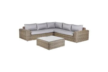 Loungegrupp Palermo Brun/grå - Brun/grå - Utemöbler & utemiljö - Utegrupp - Soffgrupp utomhus