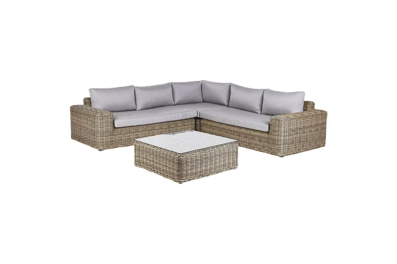 Loungegrupp Palermo Brun/grå - Brun/grå - Utemöbler & utemiljö - Utegrupp - Soffgrupp utomhus