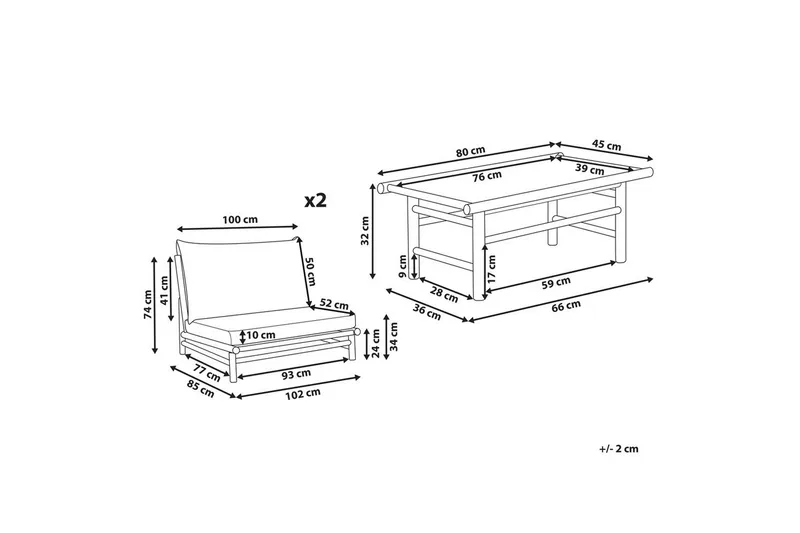 Loungeset Todi Ljus trä/Taupe - Ljus trä/Taupe - Utemöbler & utemiljö - Utegrupp - Soffgrupp utomhus