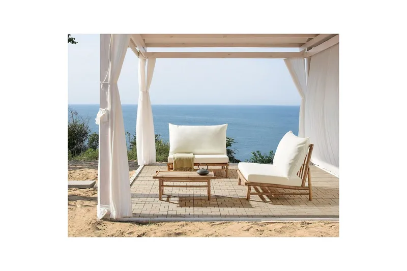 Loungeset Todi Ljus trä/vit - Ljus trä/vit - Utemöbler & utemiljö - Utegrupp - Soffgrupp utomhus