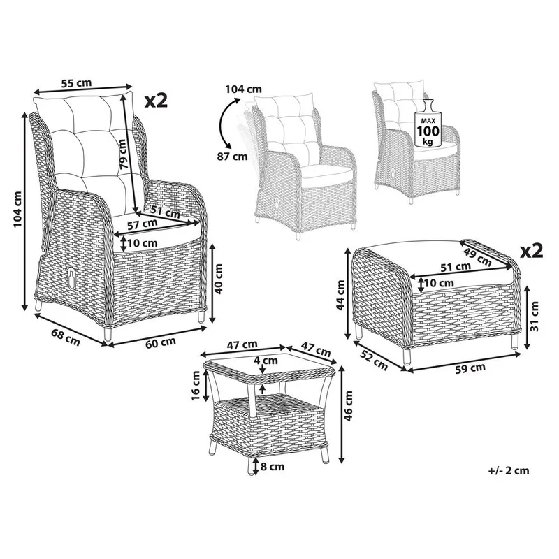 Loungeset Ponza - Utemöbler & utemiljö - Utegrupp - Cafegrupp & cafeset