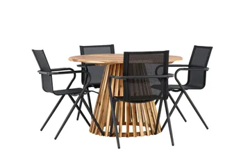 Lumpur Matgrupp Utomhus 110 cm Rund med 4 Alina Utestolar - Natur - Utemöbler & utemiljö - Utegrupp - Matgrupp utomhus