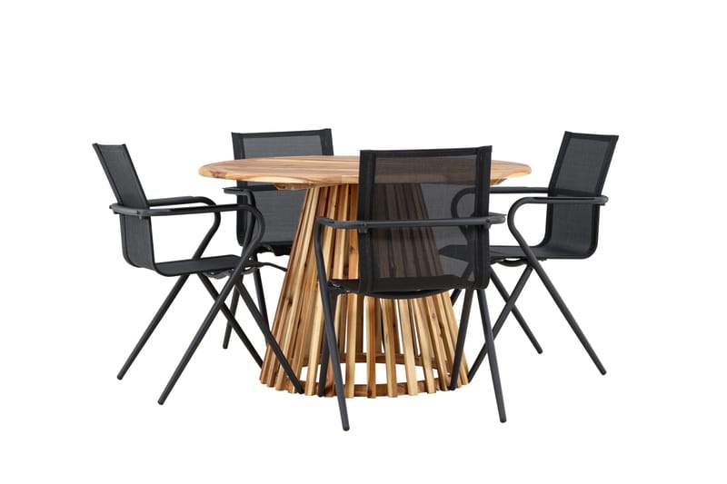 Lumpur Matgrupp Utomhus 110 cm Rund med 4 Alina Utestolar - Natur - Utemöbler & utemiljö - Utegrupp - Matgrupp utomhus