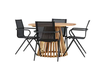 Lumpur Matgrupp Utomhus 110 cm Rund med 4 Alina Utestolar - Natur - Utemöbler & utemiljö - Utegrupp - Matgrupp utomhus
