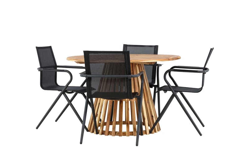 Lumpur Matgrupp Utomhus 110 cm Rund med 4 Alina Utestolar - Natur - Utemöbler & utemiljö - Utegrupp - Matgrupp utomhus