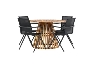 Lumpur Matgrupp Utomhus 110 cm Rund med 4 Alina Utestolar - Natur - Utemöbler & utemiljö - Utegrupp - Matgrupp utomhus