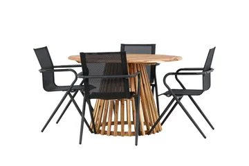 Lumpur Matgrupp Utomhus 110 cm Rund med 4 Alina Utestolar - Natur - Utemöbler & utemiljö - Utegrupp - Matgrupp utomhus