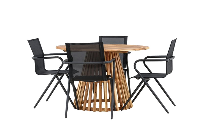Lumpur Matgrupp Utomhus 110 cm Rund med 4 Alina Utestolar - Natur - Utemöbler & utemiljö - Utegrupp - Matgrupp utomhus