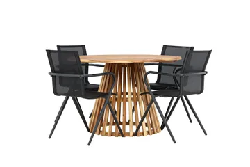 Lumpur Matgrupp Utomhus 110 cm Rund med 4 Alina Utestolar - Natur - Utemöbler & utemiljö - Utegrupp - Matgrupp utomhus