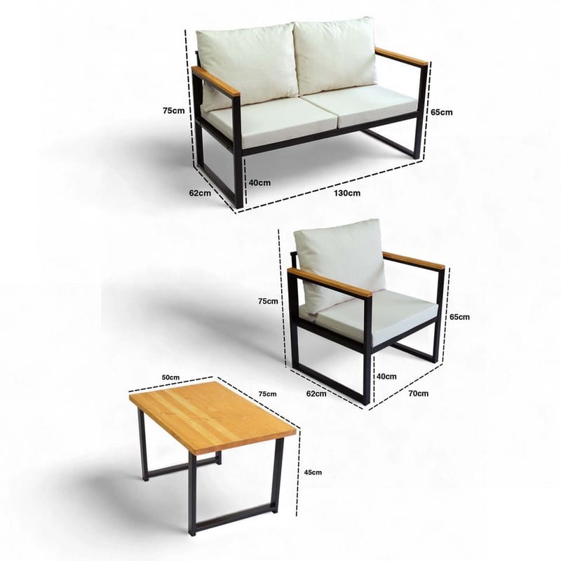 Luvin 3-sits Soffgrupp Utomhus - Beige - Utemöbler & utemiljö - Utegrupp - Soffgrupp utomhus
