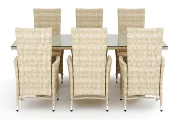 Majestic Matgrupp Utomhus 210 + 6 Jenny Ställbar Fåtölj Comfort Garden Beige - Utemöbler & utemiljö - Utegrupp - Matgrupp utomhus
